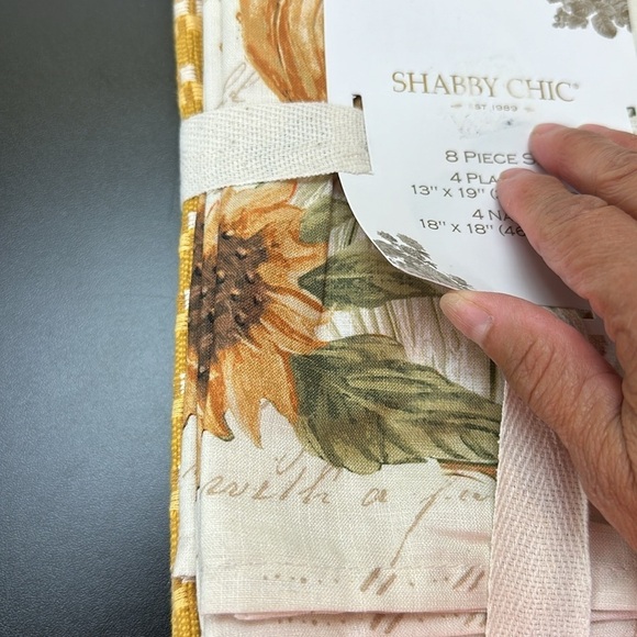 Shabby Chic 4 Placemats 4 Napkins Hyde & Eek Reversible Metal Tabletop Sign - Picture 4 of 11